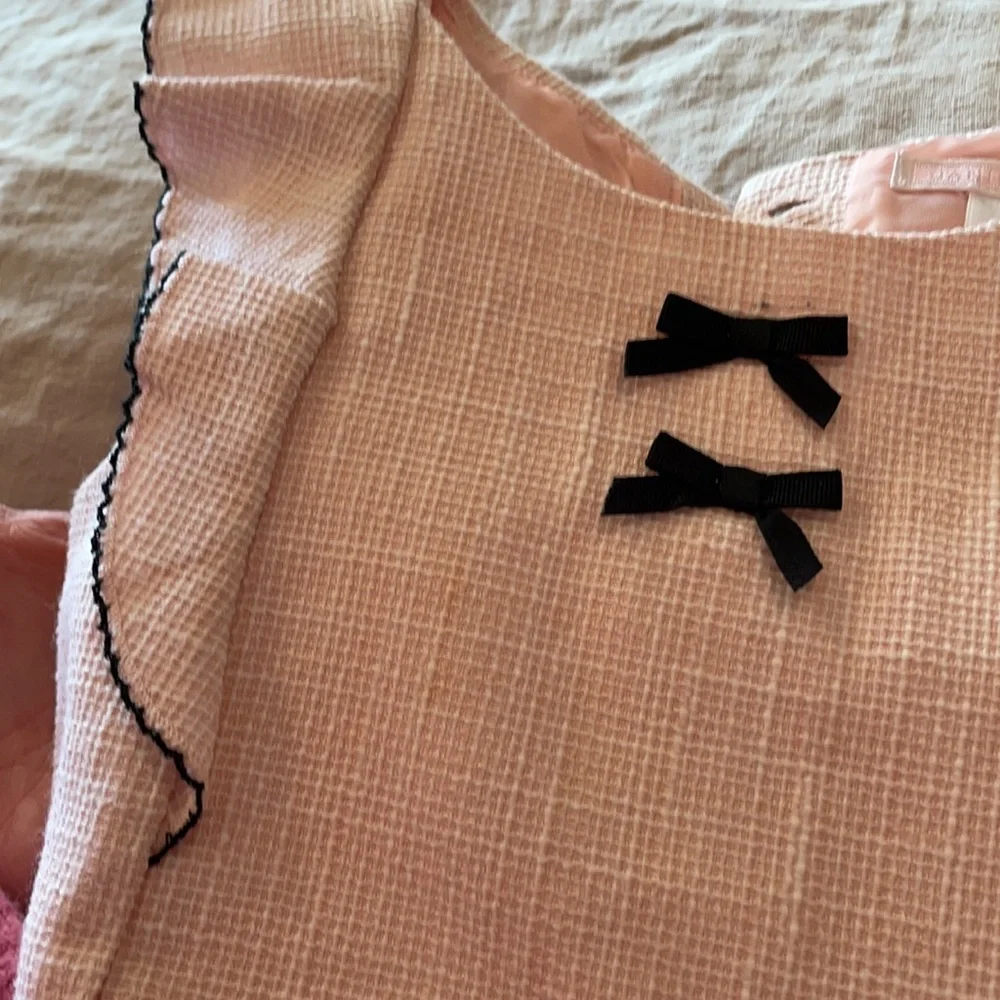 Janie and Jack Pink Textured Bow Trim Dress